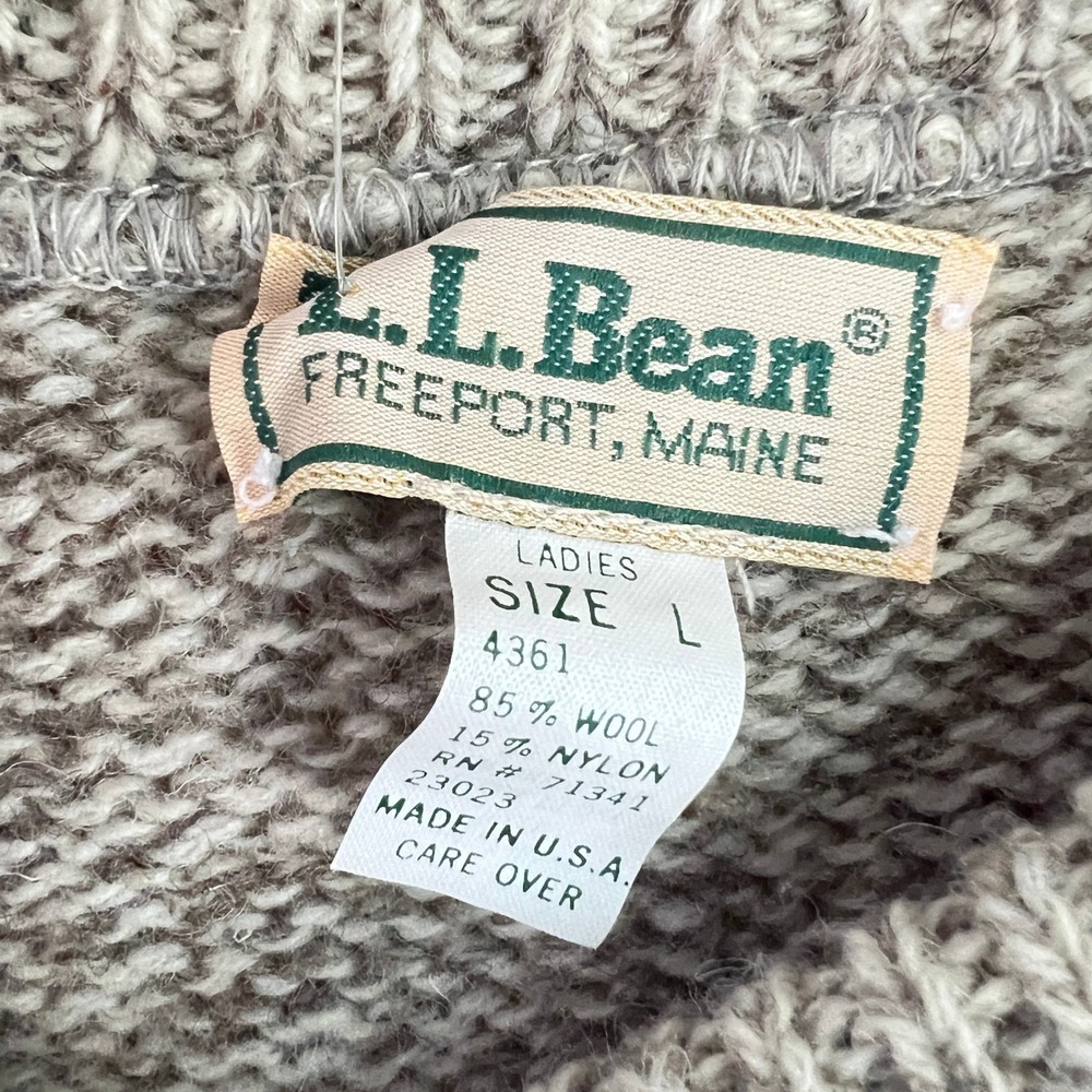 Vtg 80's LL Bean Ragg Sweater Sz L Womens NWT Deadstock Made in USA Beige Marled - Picture 3 of 16